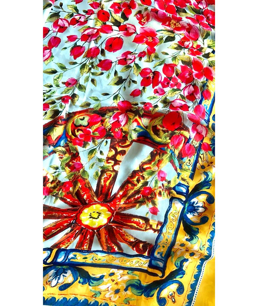 DOLCE&GABBANA Желтый шелковый шарф, фото 9
