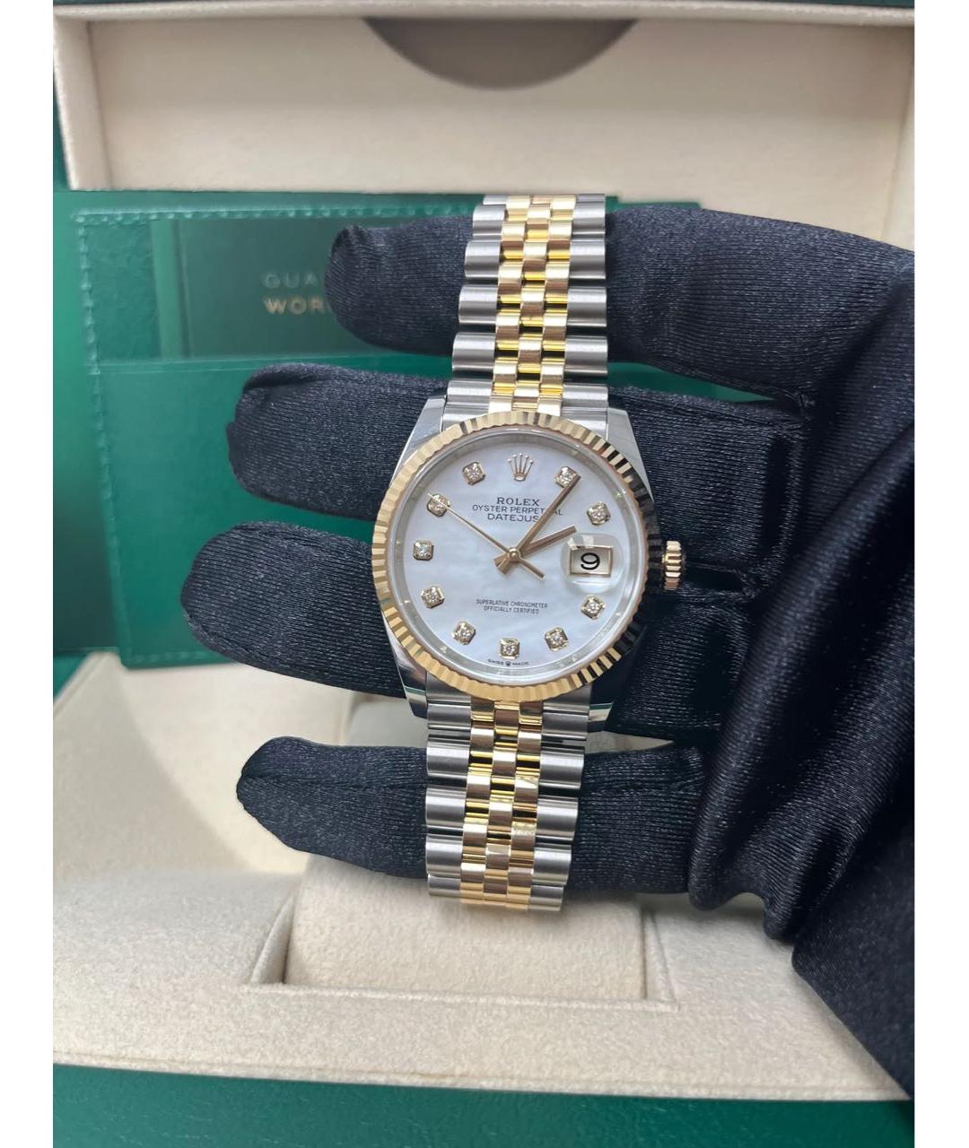 ROLEX Белые часы из желтого золота, фото 7