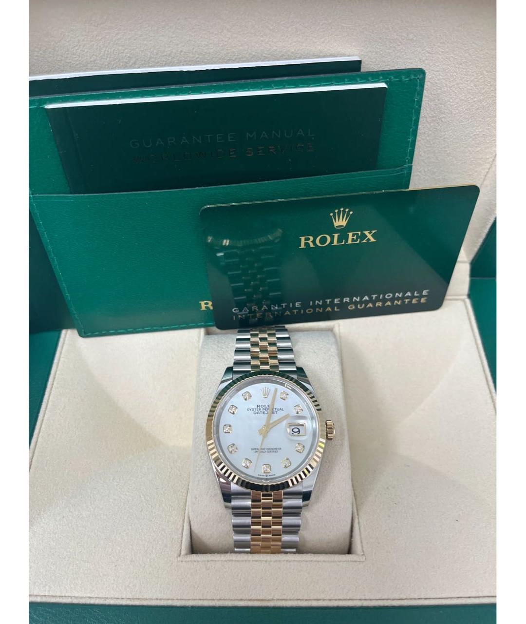ROLEX Белые часы из желтого золота, фото 6