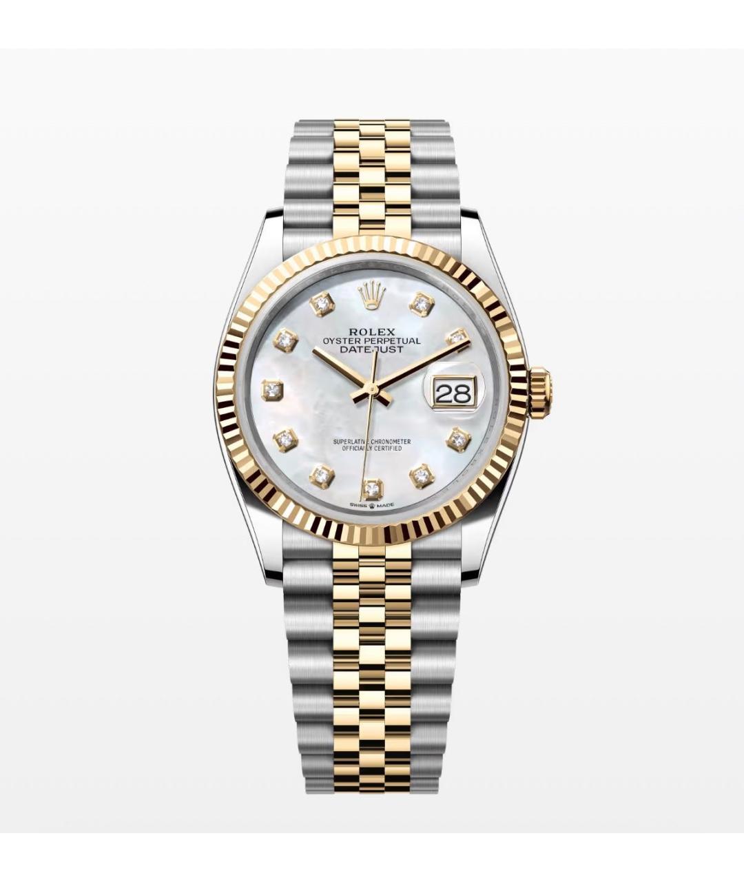 ROLEX Белые часы из желтого золота, фото 8
