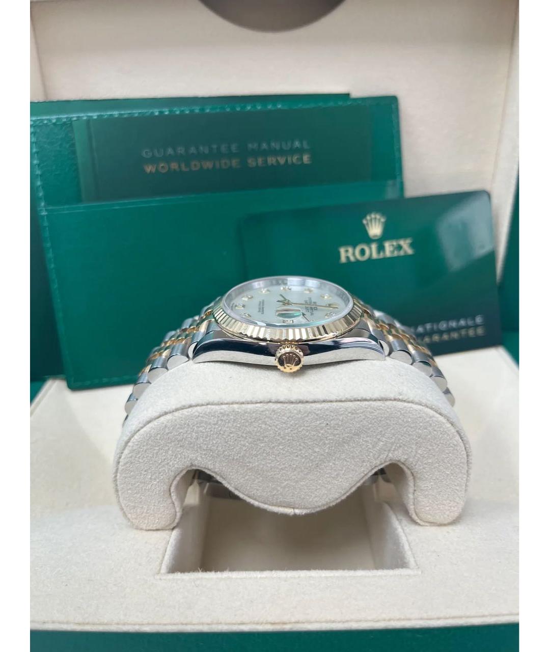 ROLEX Белые часы из желтого золота, фото 3