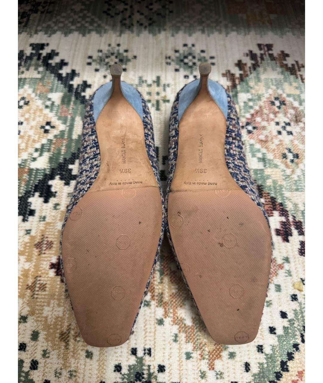 MANOLO BLAHNIK Голубые текстильные туфли, фото 5