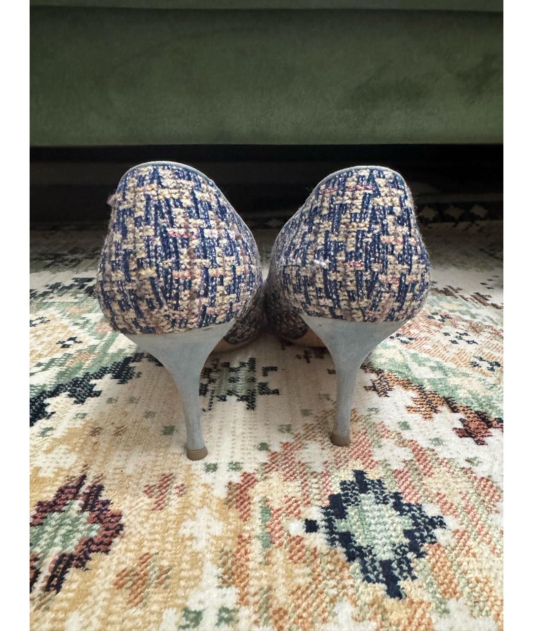 MANOLO BLAHNIK Голубые текстильные туфли, фото 3