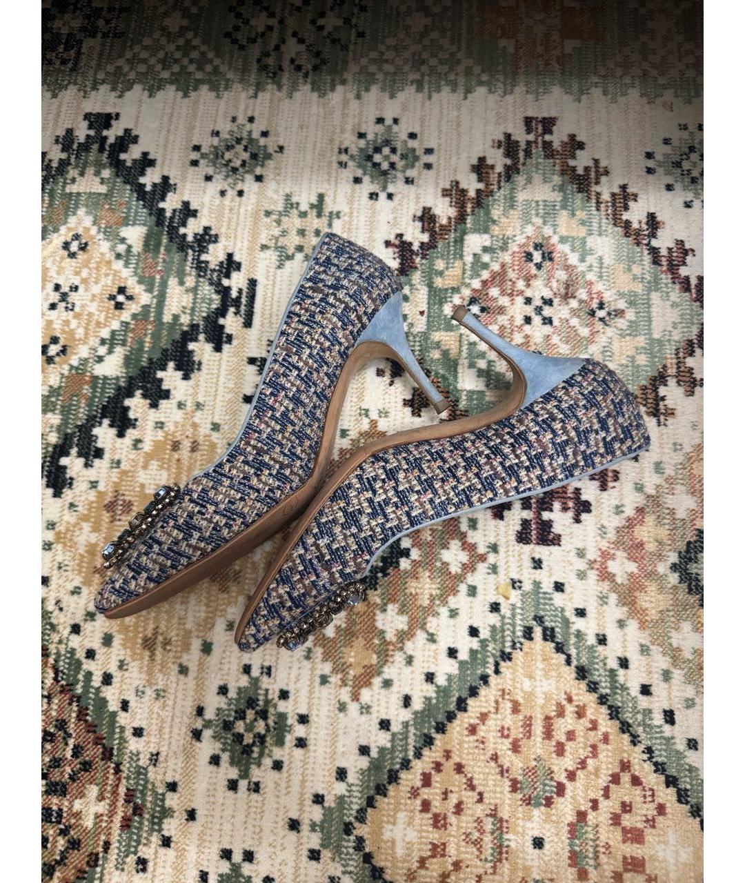 MANOLO BLAHNIK Голубые текстильные туфли, фото 4