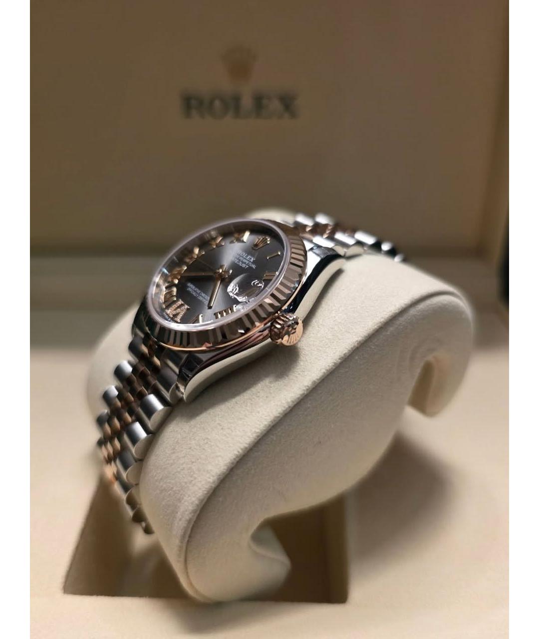 ROLEX Серые часы из розового золота, фото 5