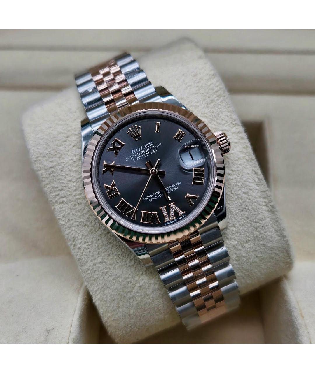 ROLEX Серые часы из розового золота, фото 3