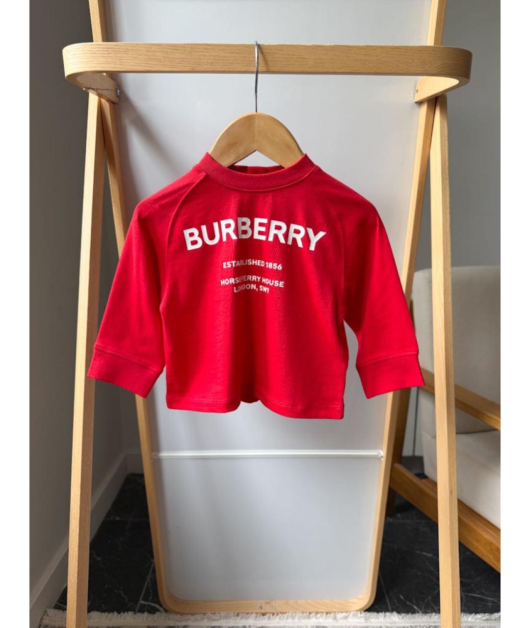 BURBERRY Красная детская футболка, фото 5