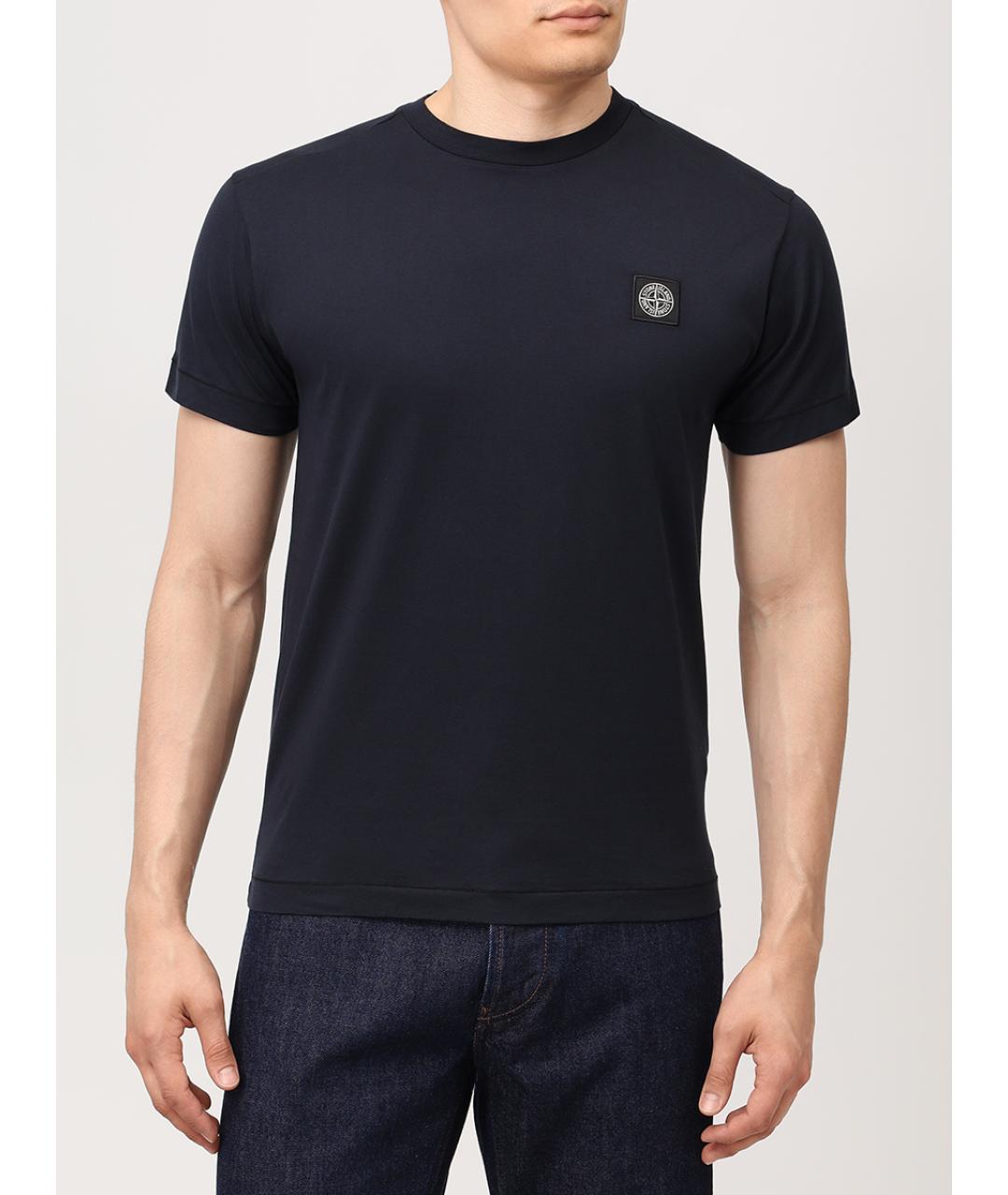 STONE ISLAND Синяя хлопковая футболка, фото 4