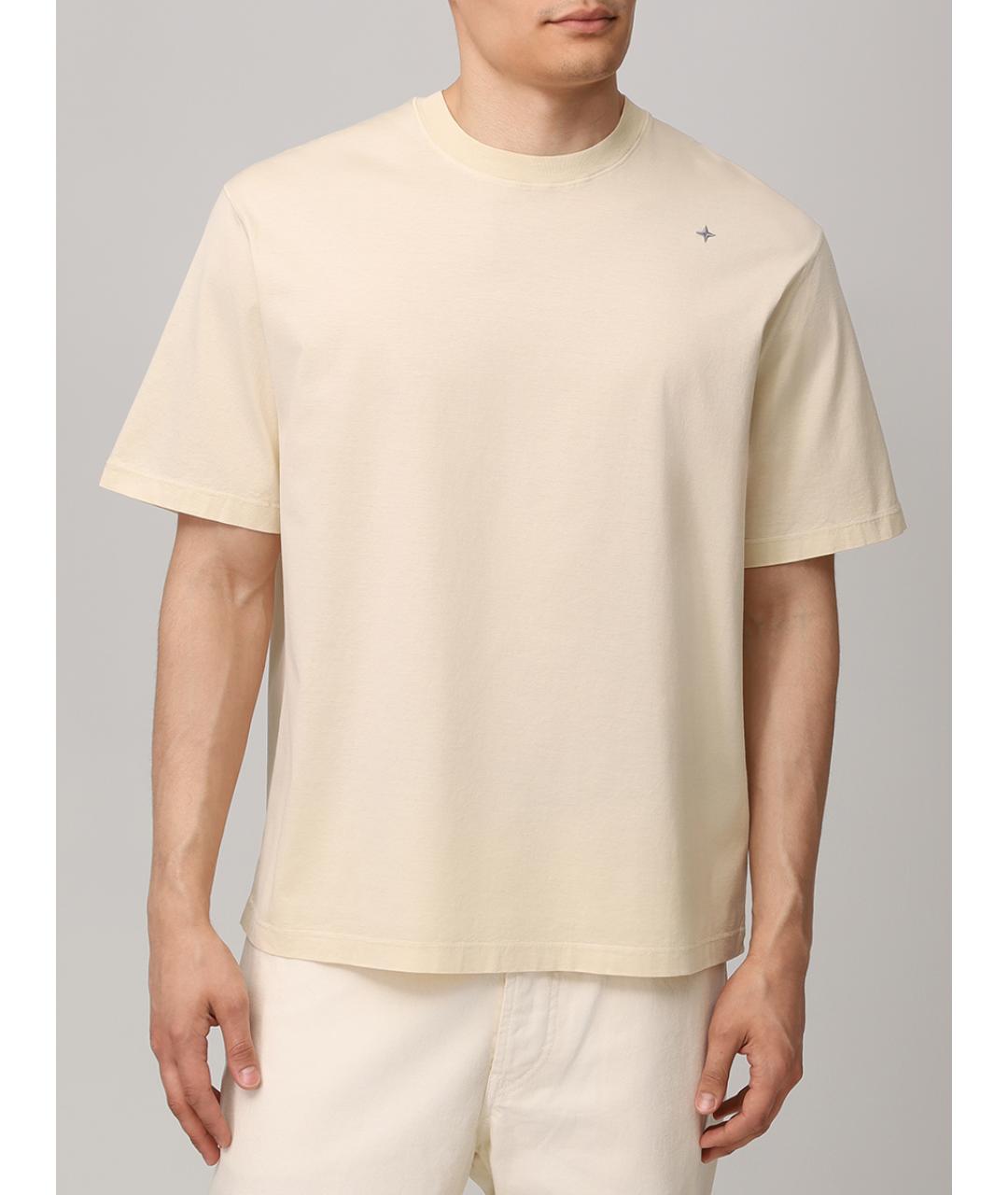 STONE ISLAND Бежевая хлопковая футболка, фото 4