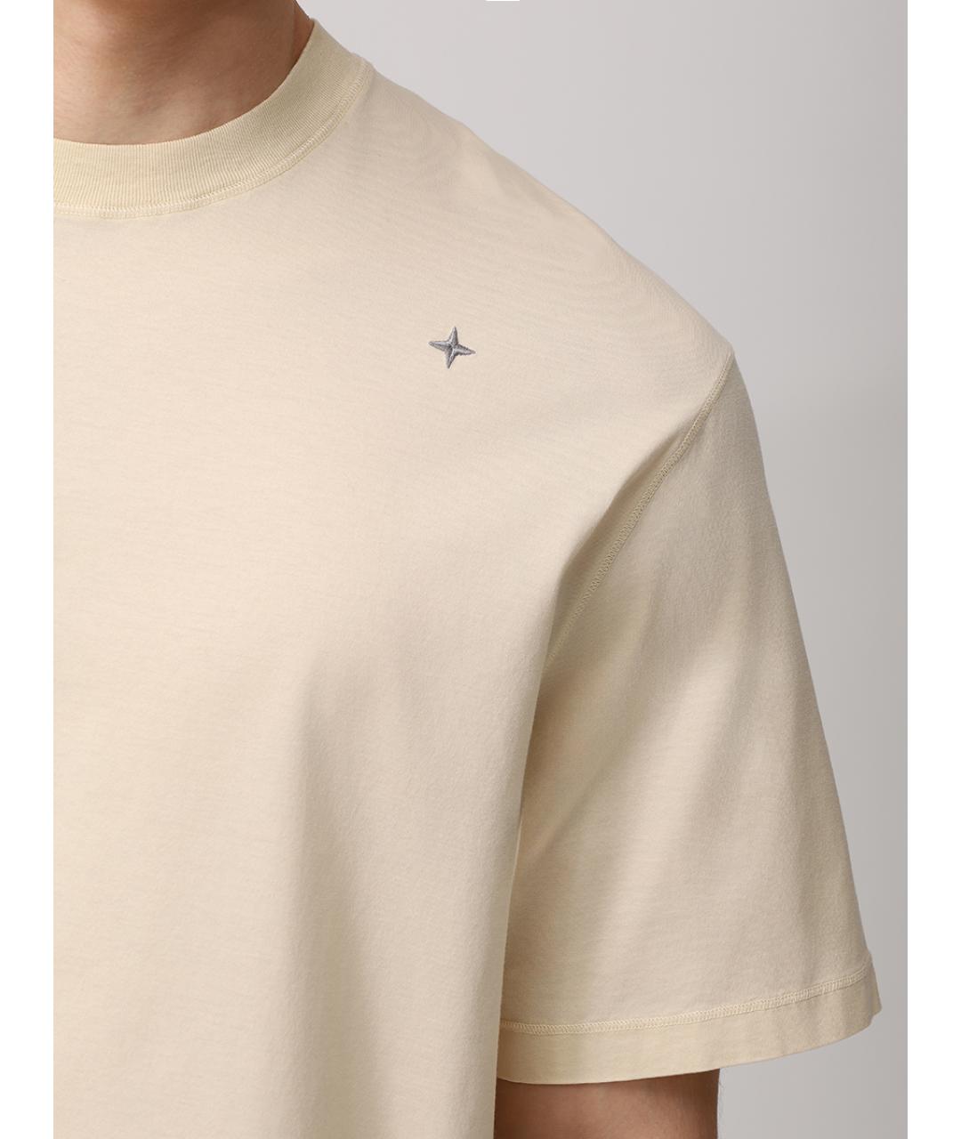 STONE ISLAND Бежевая хлопковая футболка, фото 5