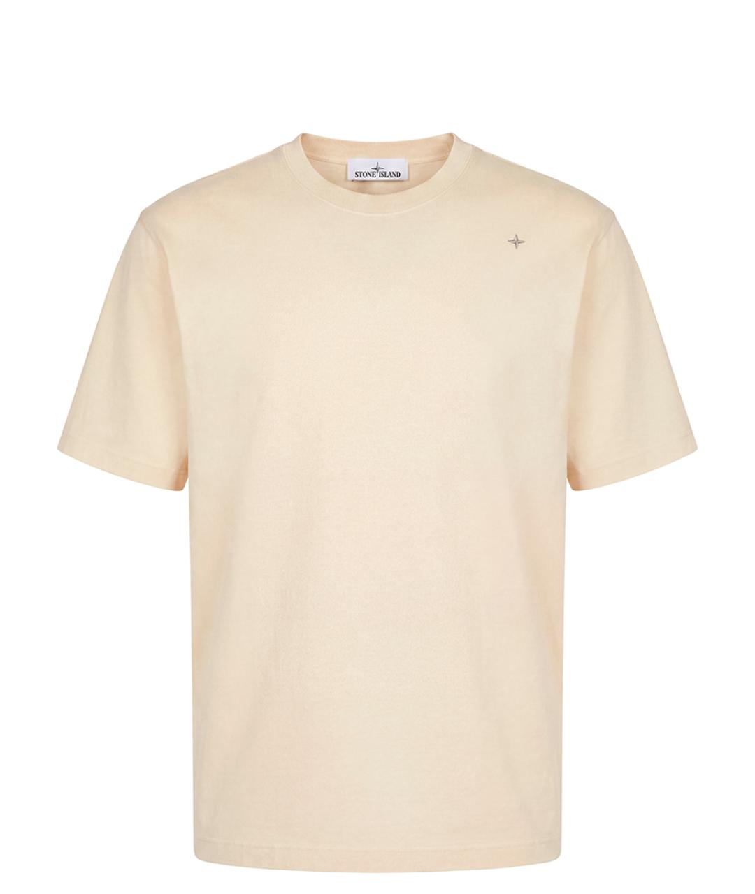 STONE ISLAND Бежевая хлопковая футболка, фото 1