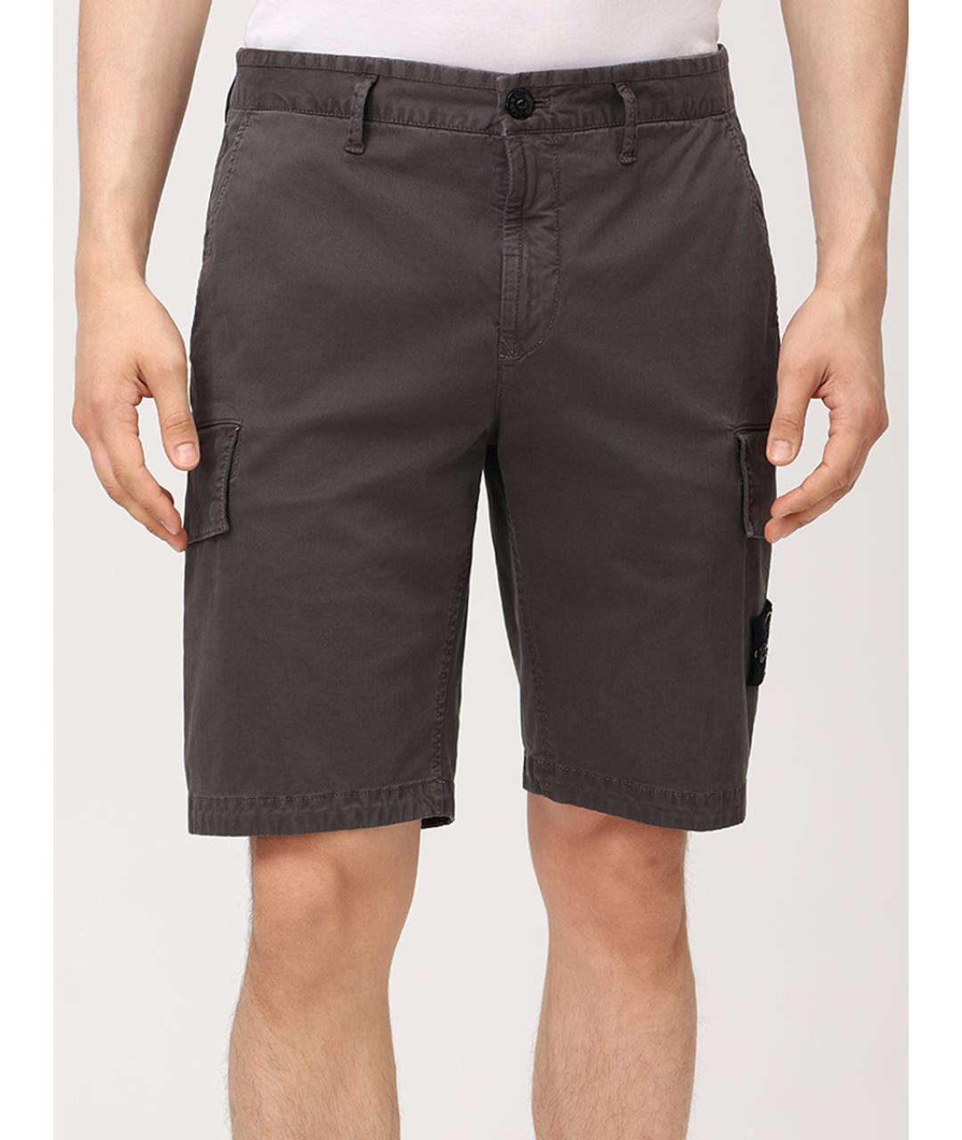 STONE ISLAND Серые хлопковые шорты, фото 4