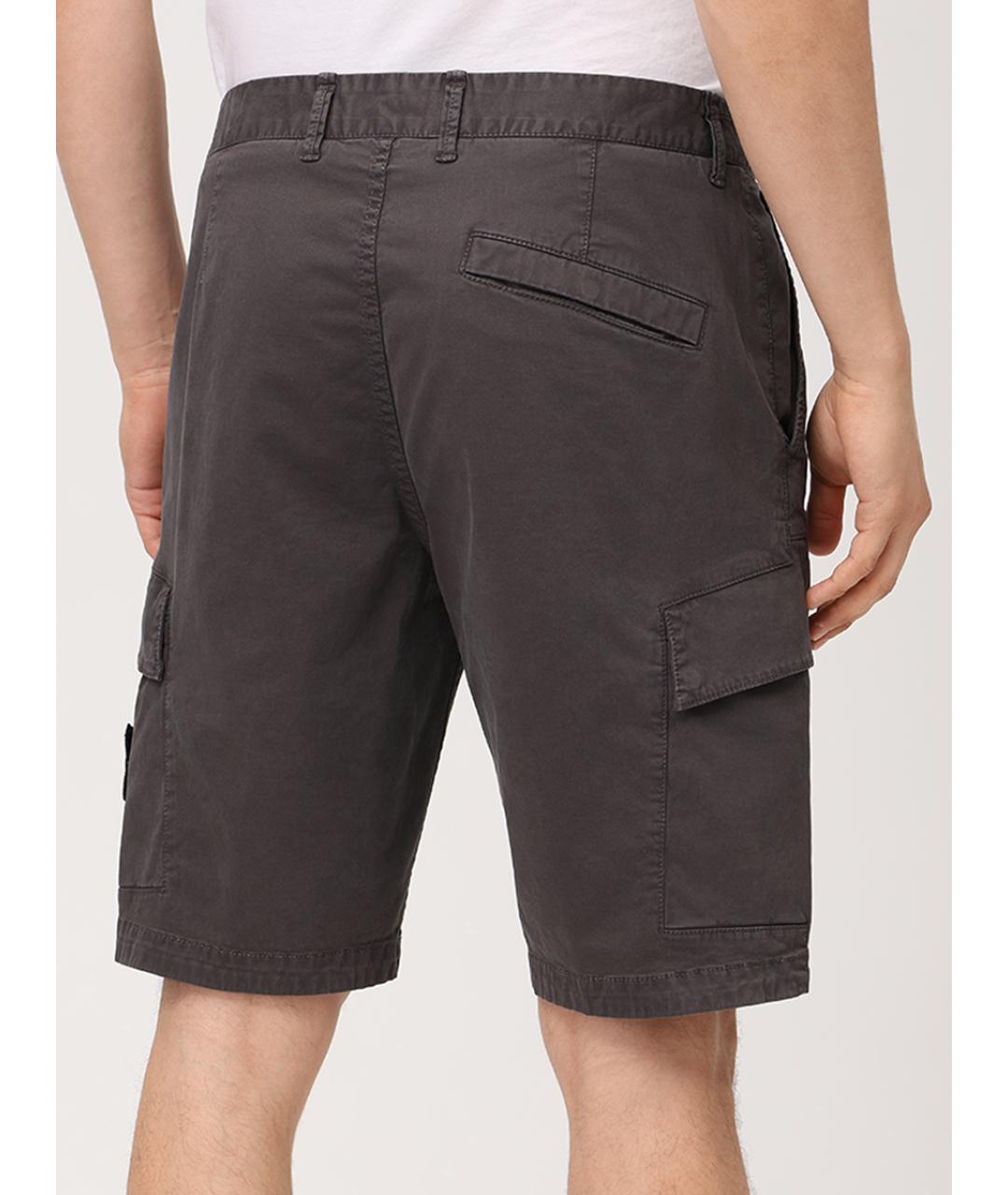 STONE ISLAND Серые хлопковые шорты, фото 3