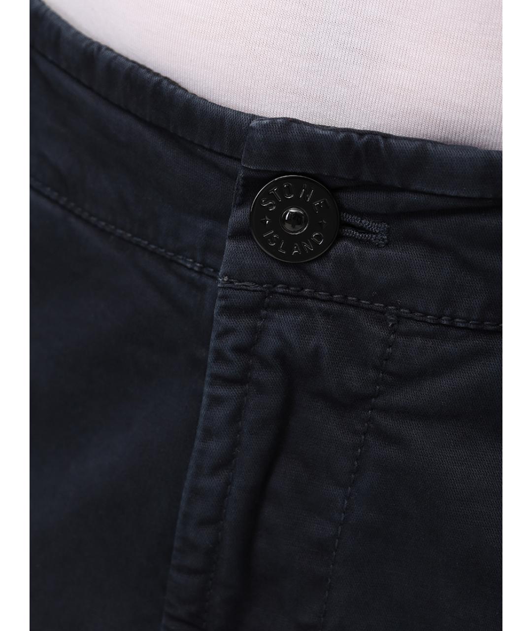 STONE ISLAND Темно-синие хлопковые повседневные брюки, фото 6