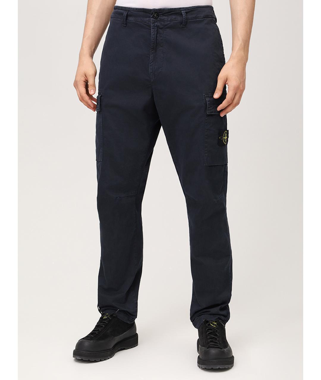 STONE ISLAND Темно-синие хлопковые повседневные брюки, фото 4