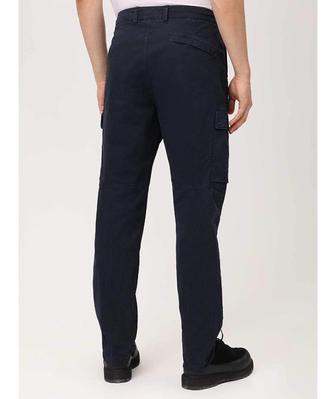 STONE ISLAND Темно-синие хлопковые повседневные брюки, фото 3
