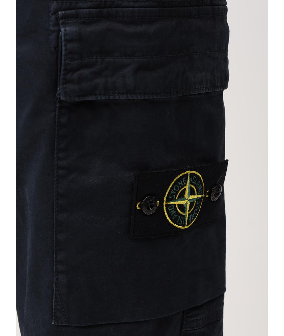 STONE ISLAND Темно-синие хлопковые повседневные брюки, фото 5