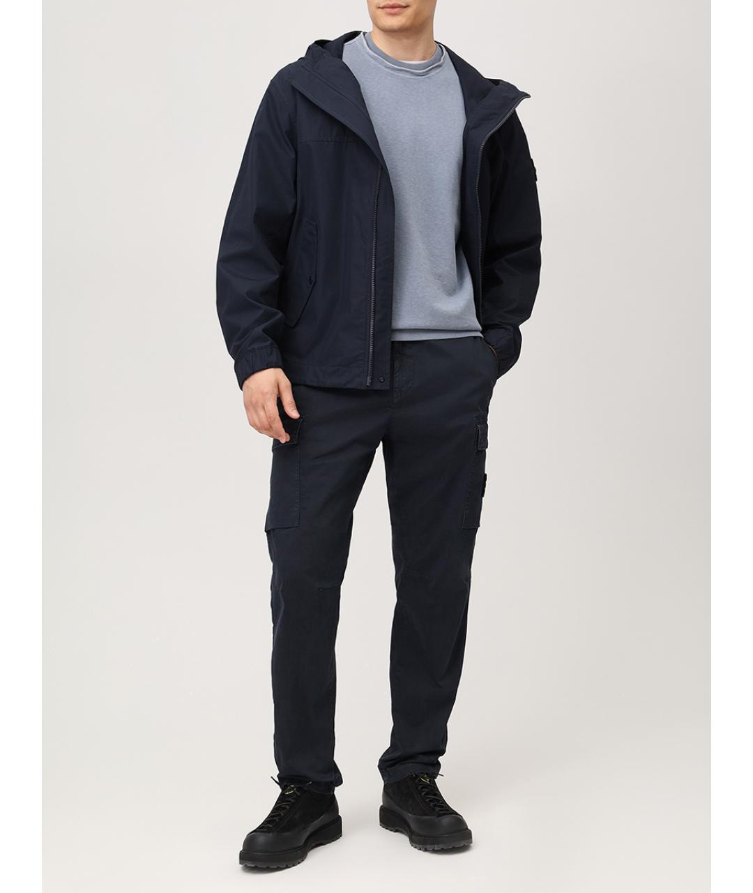 STONE ISLAND Темно-синие хлопковые повседневные брюки, фото 2