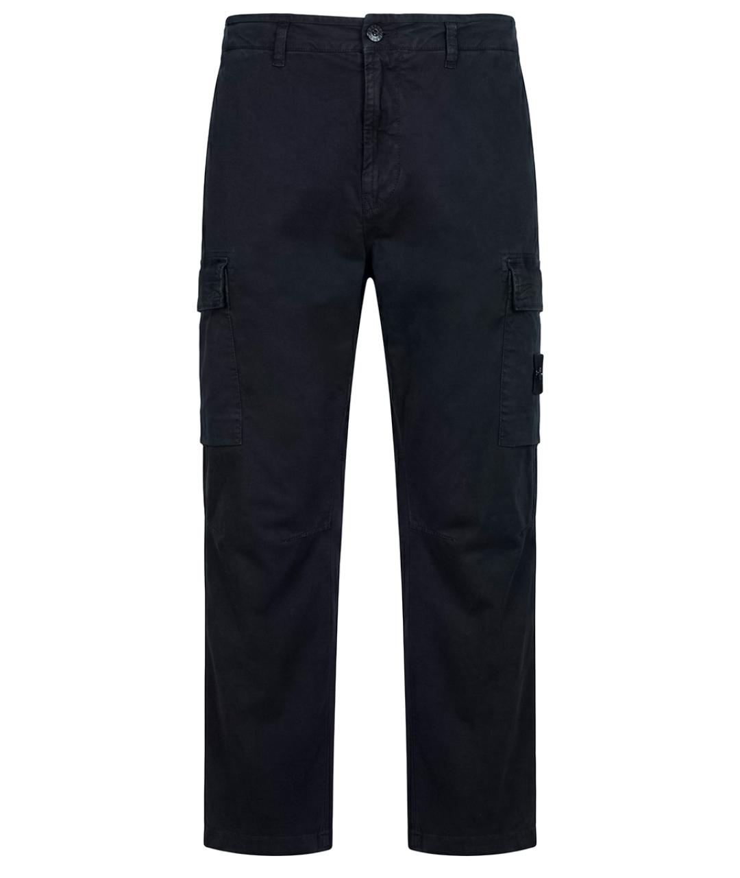 STONE ISLAND Темно-синие хлопковые повседневные брюки, фото 1