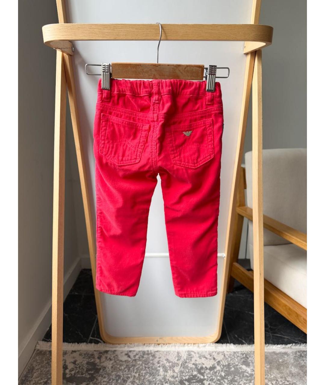 ARMANI JUNIOR Красные хлопковые брюки и шорты, фото 2