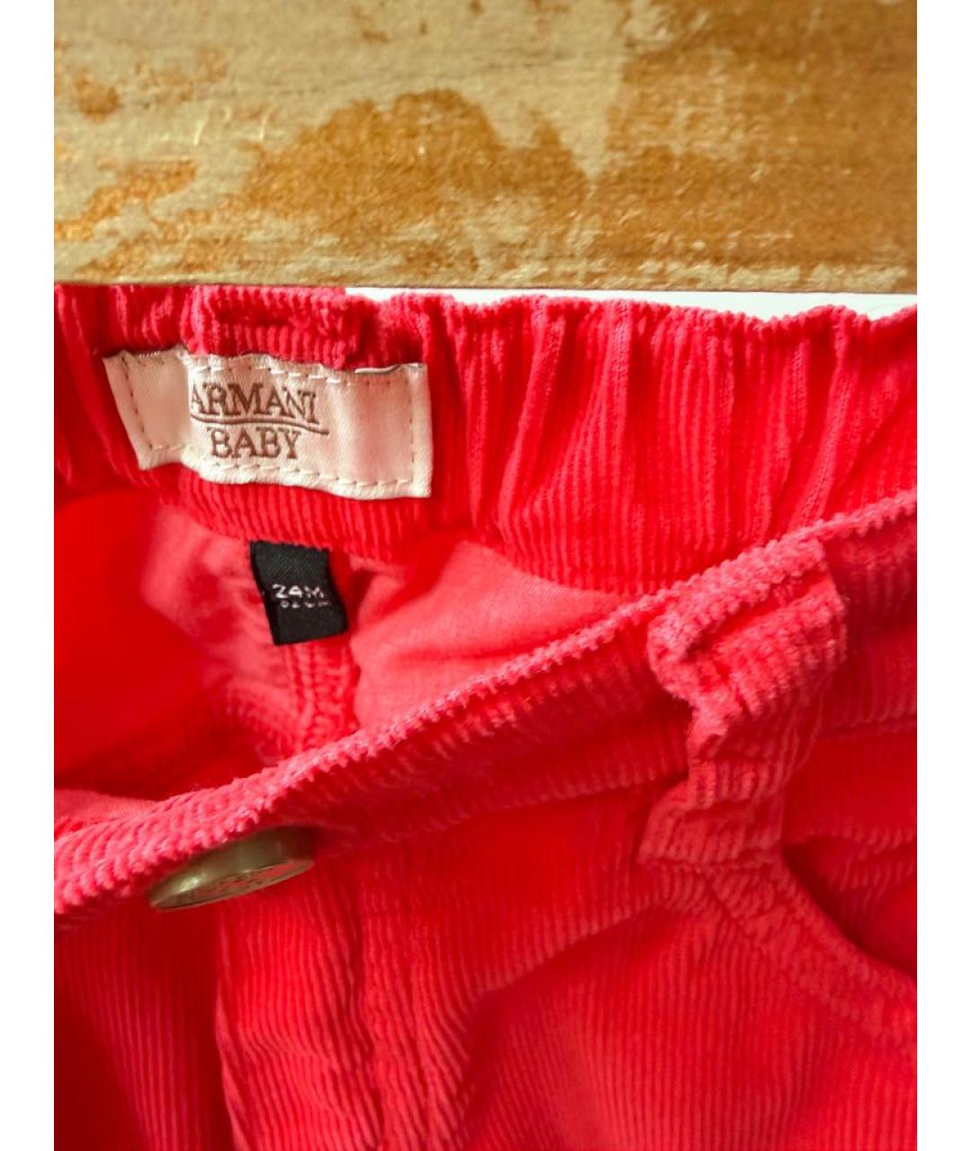 ARMANI JUNIOR Красные хлопковые брюки и шорты, фото 4