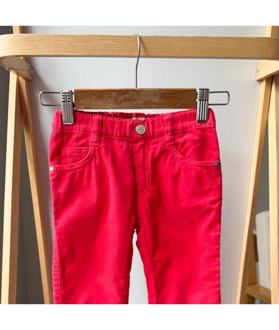 ARMANI JUNIOR Красные хлопковые брюки и шорты, фото 3
