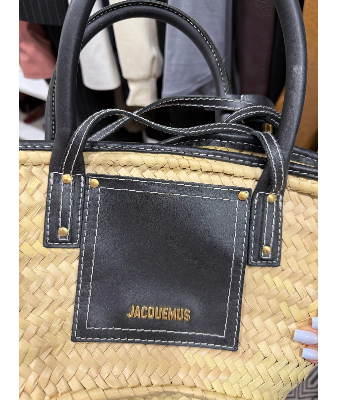 JACQUEMUS Бежевая плетеная пляжная сумка, фото 3