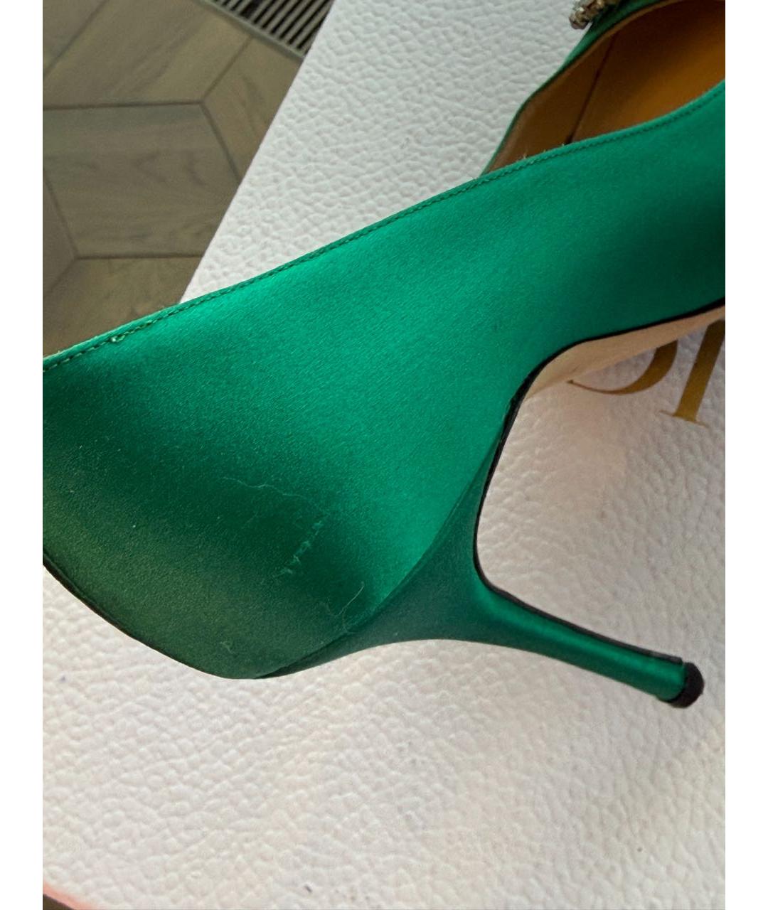 MANOLO BLAHNIK Зеленые текстильные туфли, фото 8