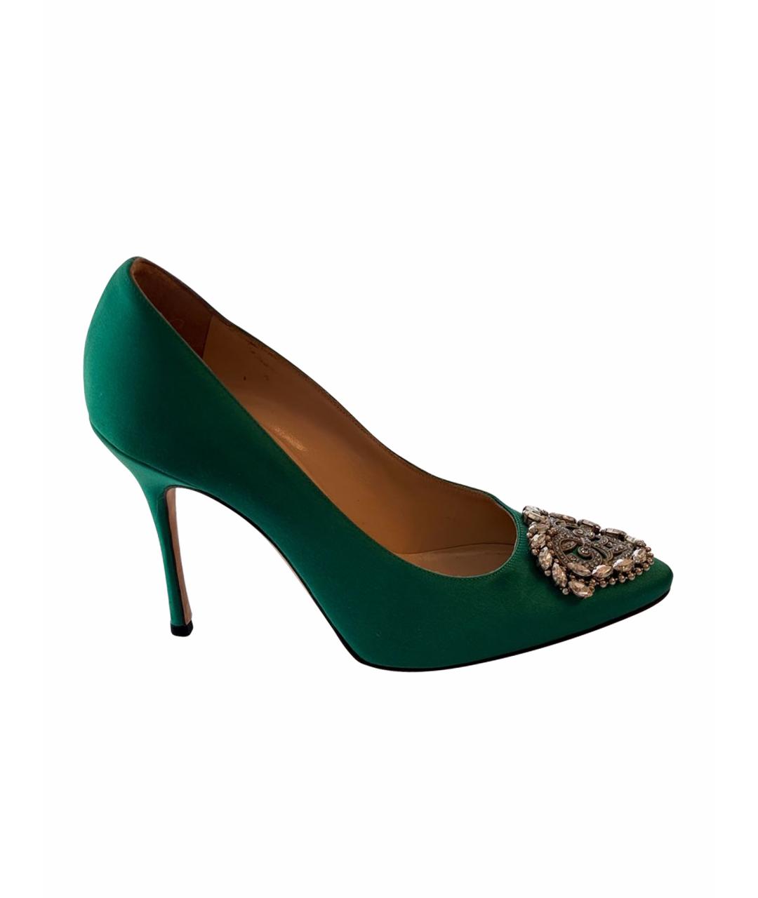 MANOLO BLAHNIK Зеленые текстильные туфли, фото 1