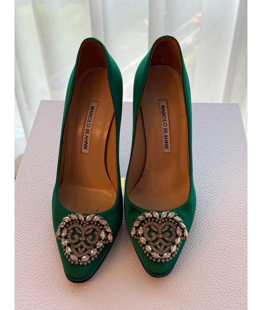 MANOLO BLAHNIK Зеленые текстильные туфли, фото 2