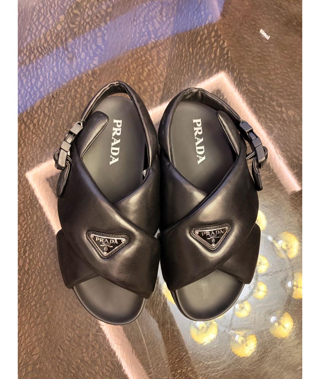 PRADA Черные кожаные сандалии, фото 3