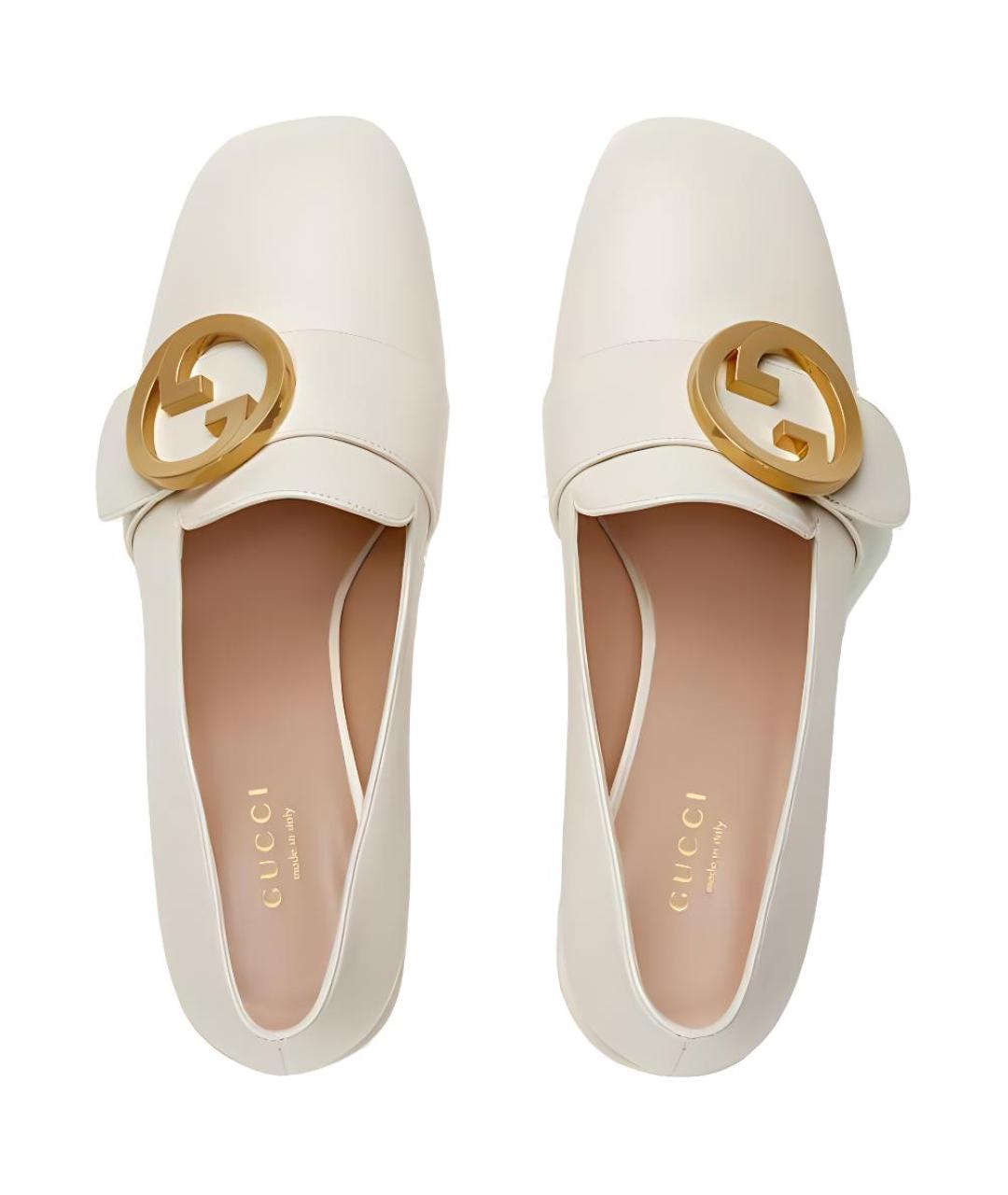 GUCCI Бежевые кожаные туфли, фото 4