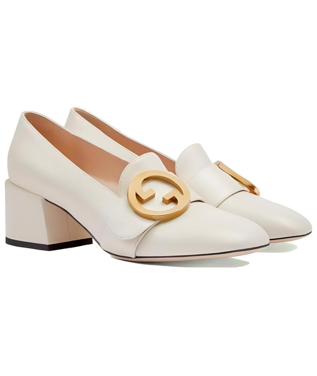 GUCCI Бежевые кожаные туфли, фото 3