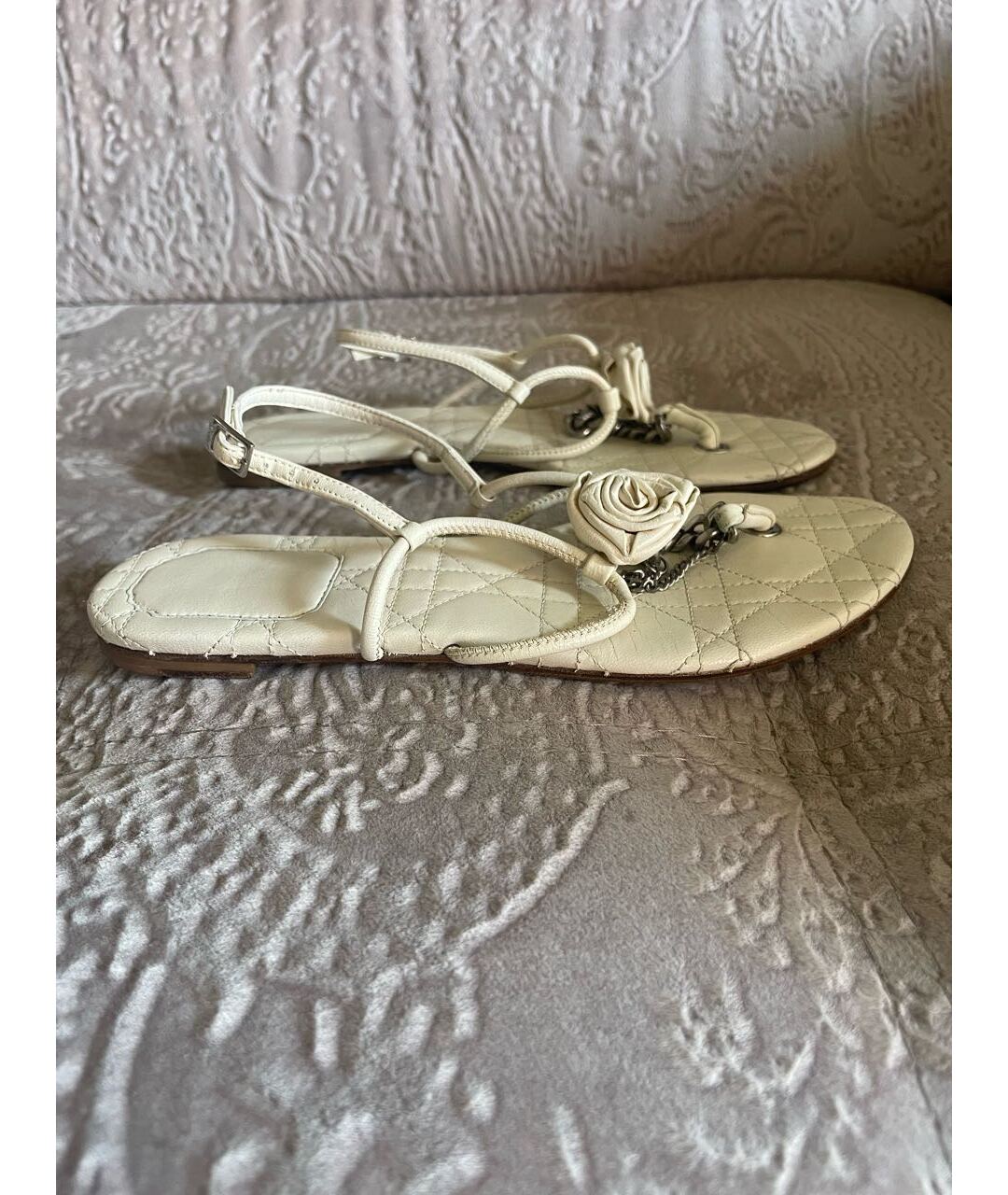 CHRISTIAN DIOR PRE-OWNED Белые кожаные сандалии, фото 8