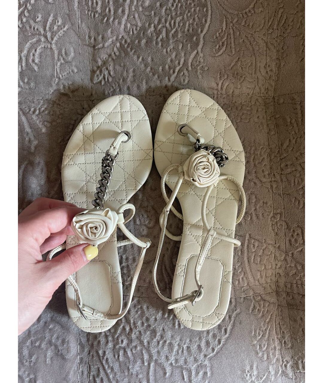 CHRISTIAN DIOR PRE-OWNED Белые кожаные сандалии, фото 5
