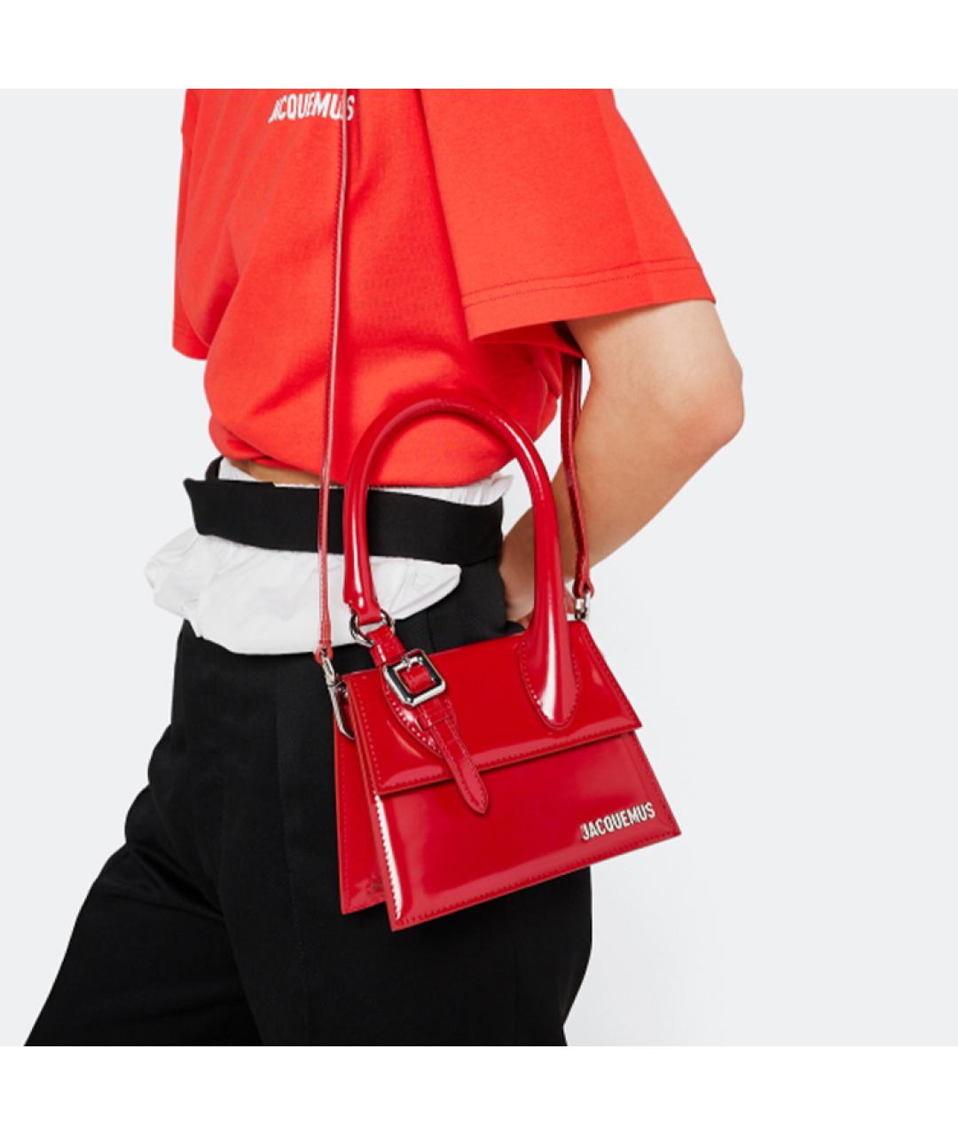 JACQUEMUS Красная кожаная сумка через плечо, фото 3