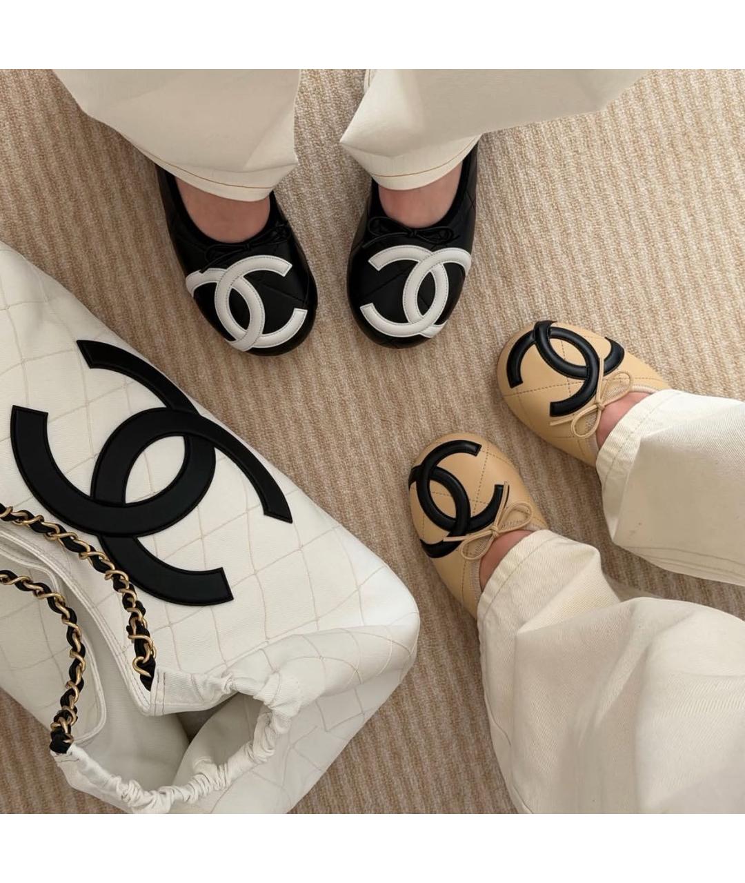 CHANEL Бежевые кожаные балетки, фото 5