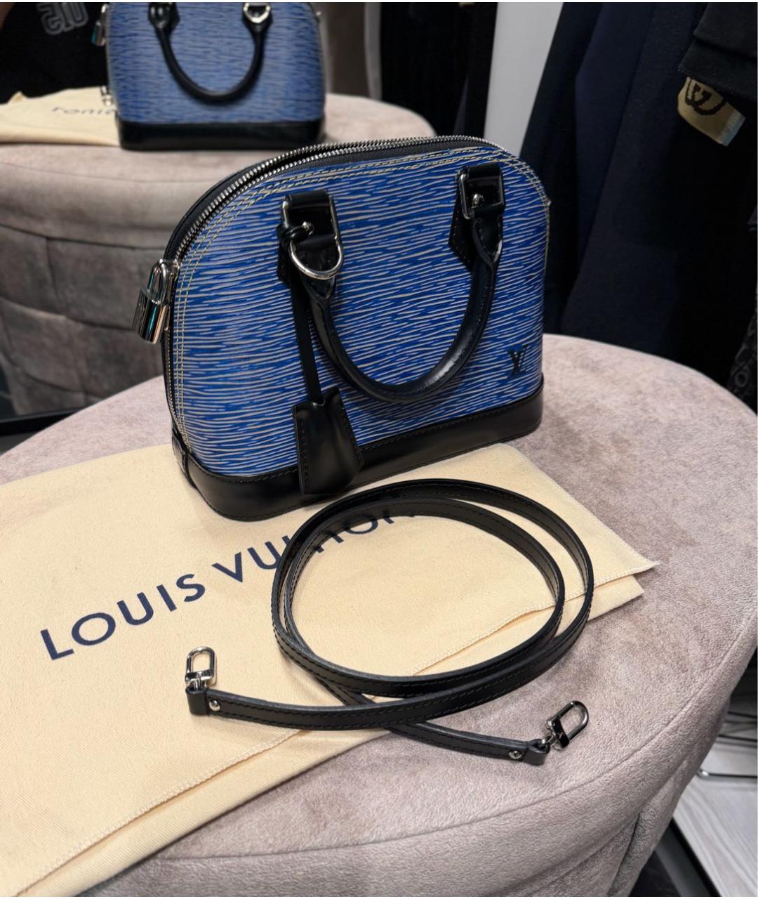 LOUIS VUITTON Синяя кожаная сумка с короткими ручками, фото 1