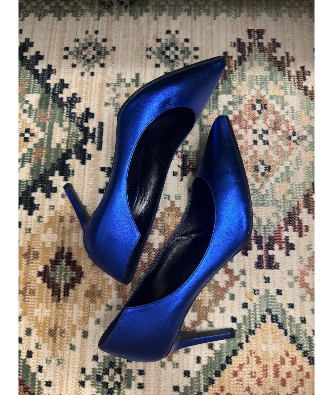 SAINT LAURENT Синие кожаные туфли, фото 3