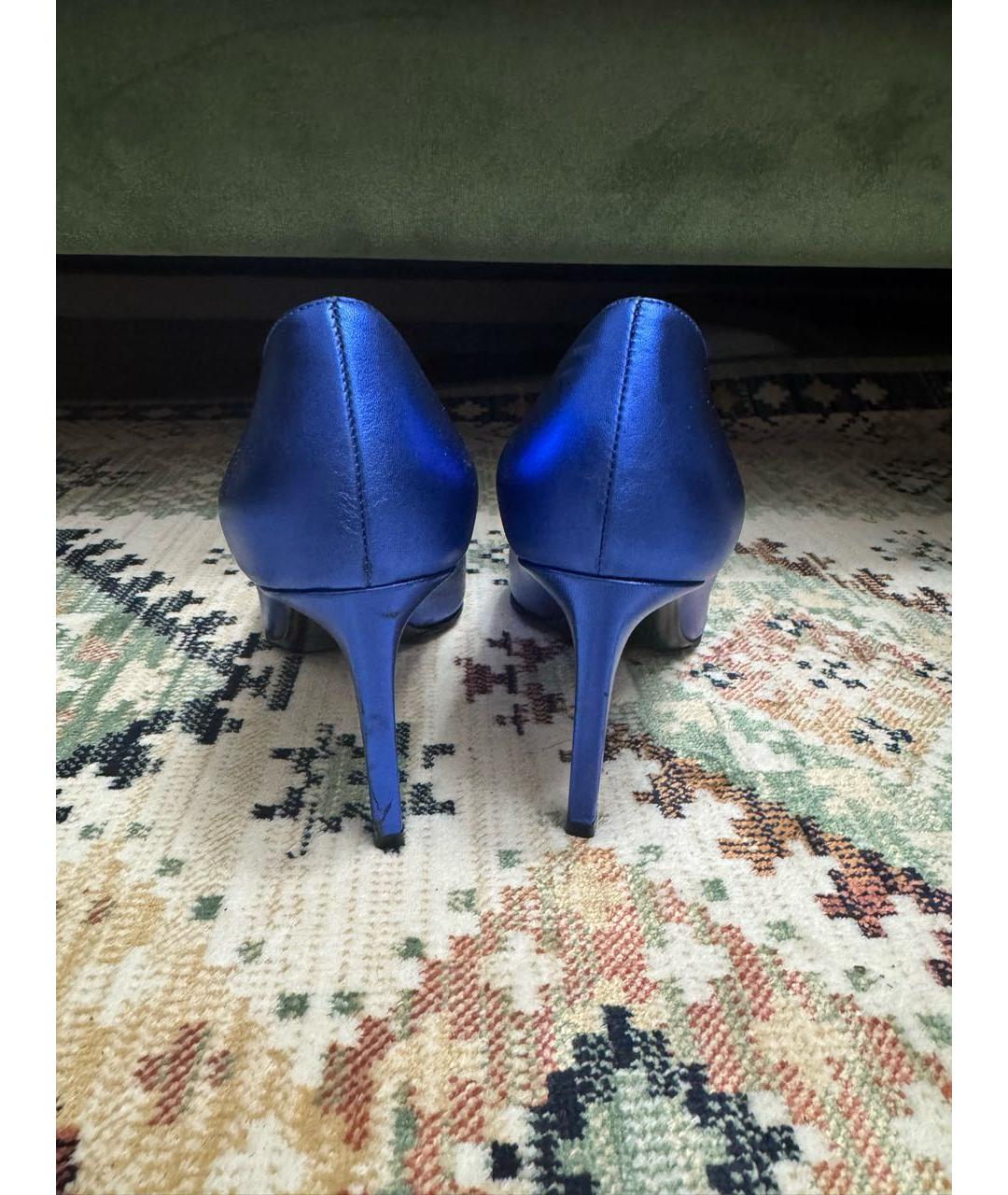 SAINT LAURENT Синие кожаные туфли, фото 4