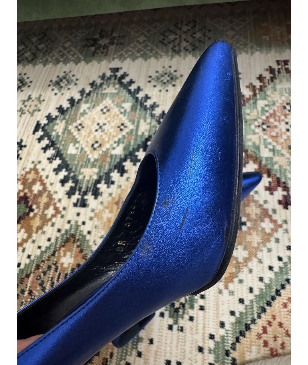 SAINT LAURENT Синие кожаные туфли, фото 6