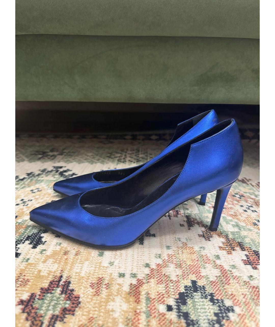 SAINT LAURENT Синие кожаные туфли, фото 7
