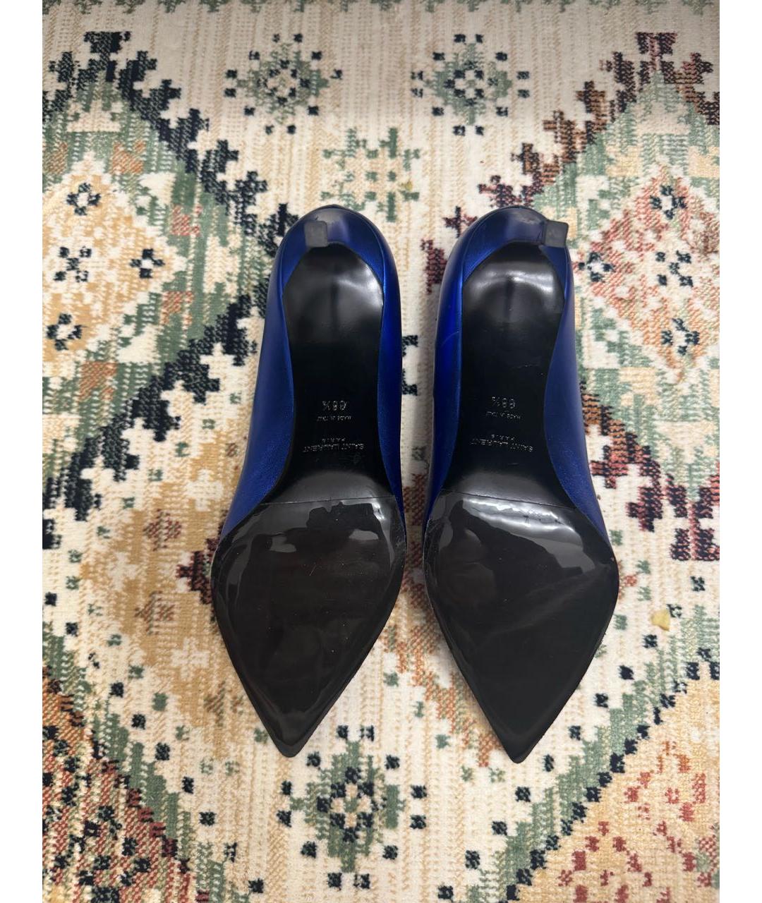 SAINT LAURENT Синие кожаные туфли, фото 5