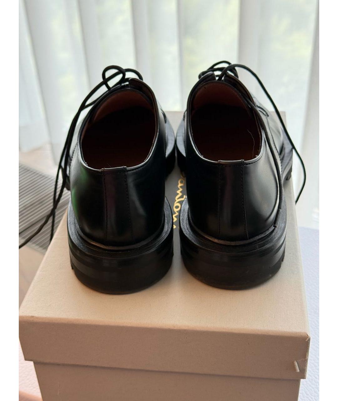 SANTONI Черные кожаные брогги и оксфорды, фото 3