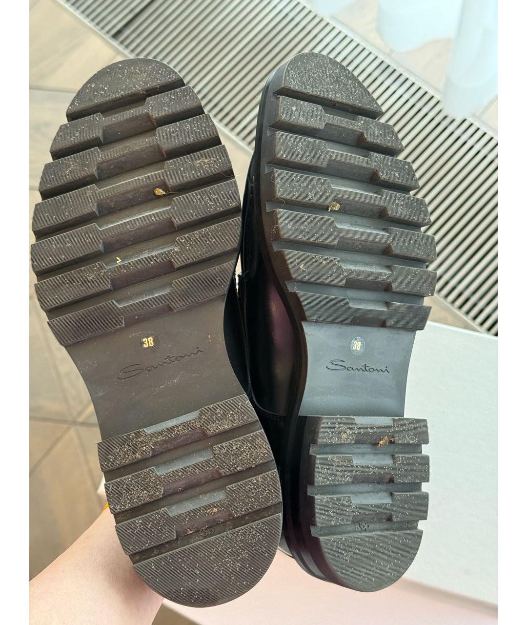 SANTONI Черные кожаные брогги и оксфорды, фото 5