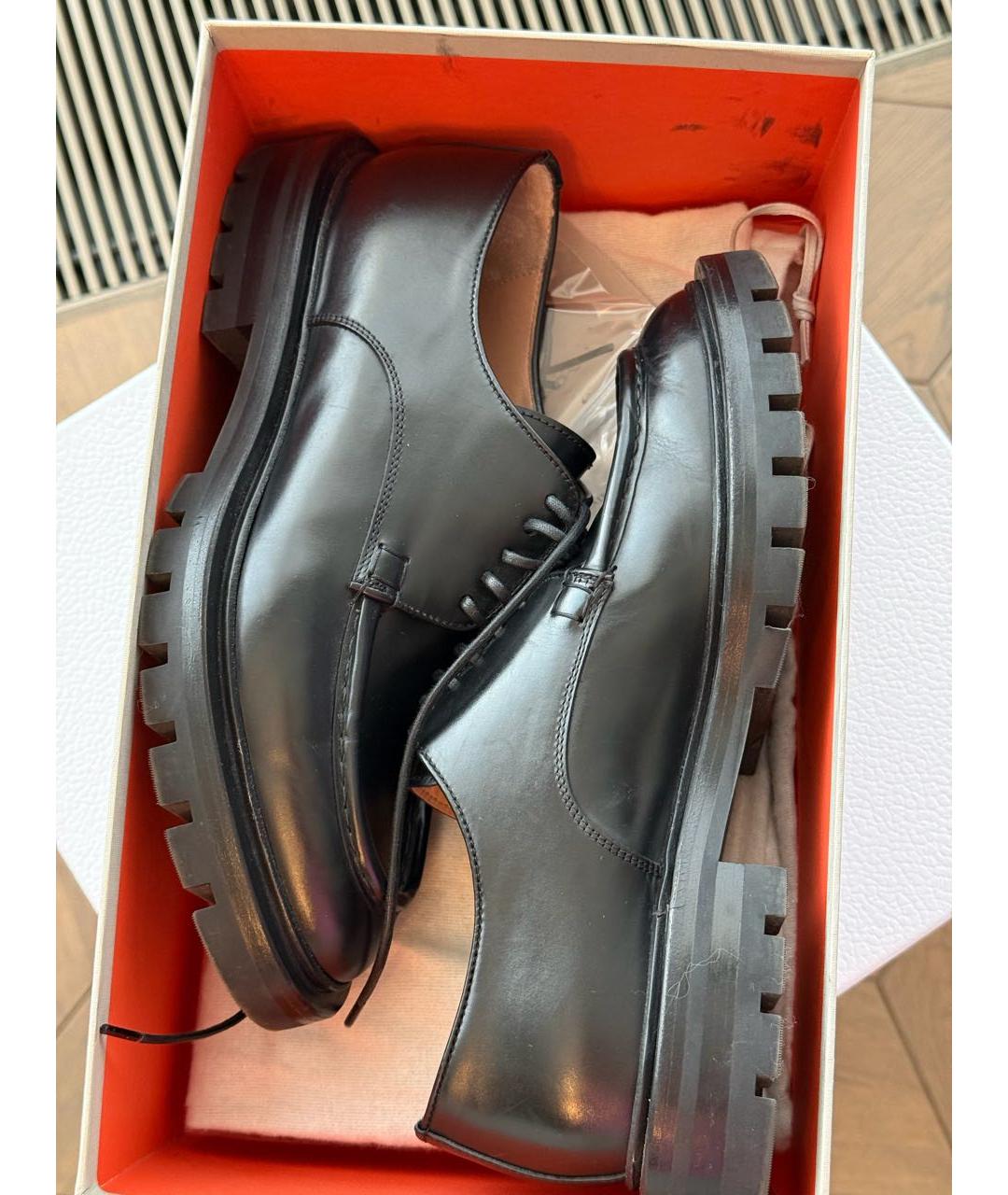 SANTONI Черные кожаные брогги и оксфорды, фото 4