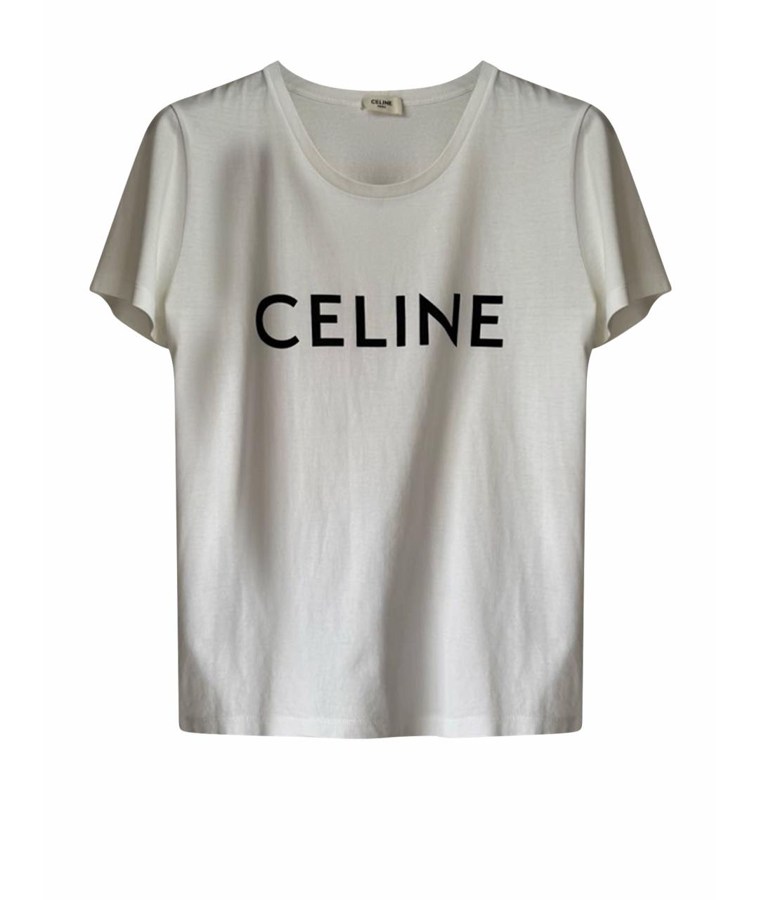 CELINE Белая хлопковая футболка, фото 1