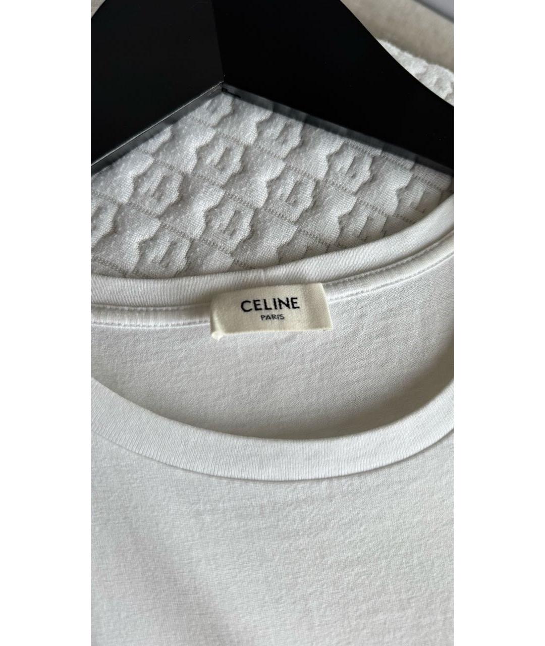 CELINE Белая хлопковая футболка, фото 3