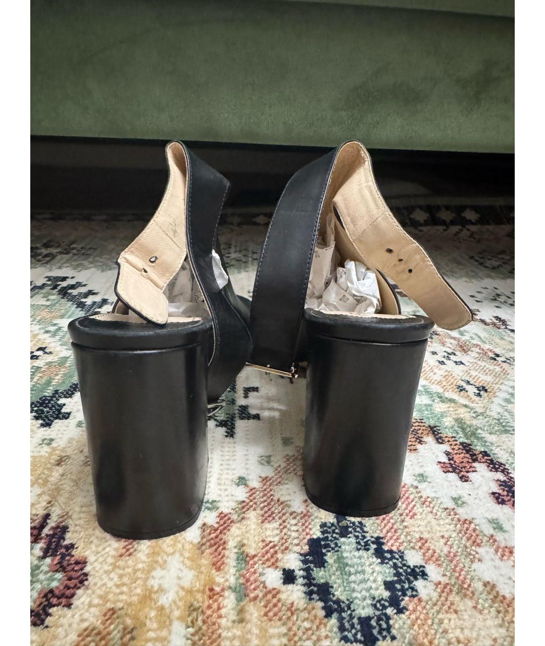 PRADA Черные кожаные босоножки, фото 1