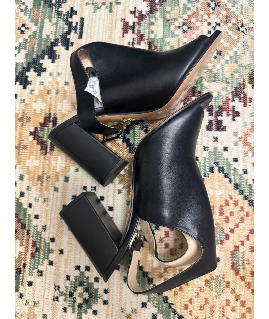 PRADA Черные кожаные босоножки, фото 4